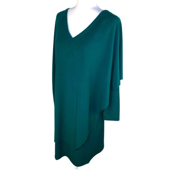 NWT Soft Surroundings Marla Dress Asymmetrical Overlay Soft Knit Artsy | Green - Picture 4 of 14